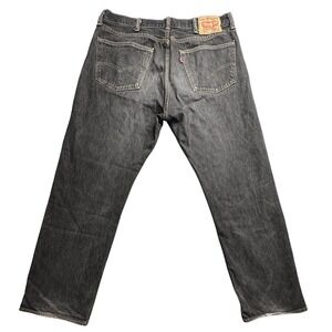 Levi's 501 Jeans Mens 37x28 Black Button Fly Straight Leg Original Fit Denim